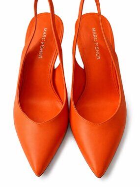 Marc Fisher Orange Slingback Pumps Pointed Toe Heels Size 10 (runs small)